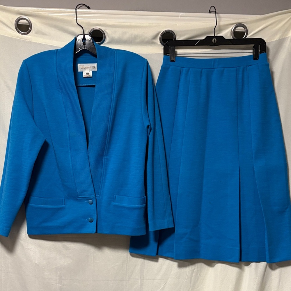 Vintage Kitten Blue Blazer/Skirt Set Size 12